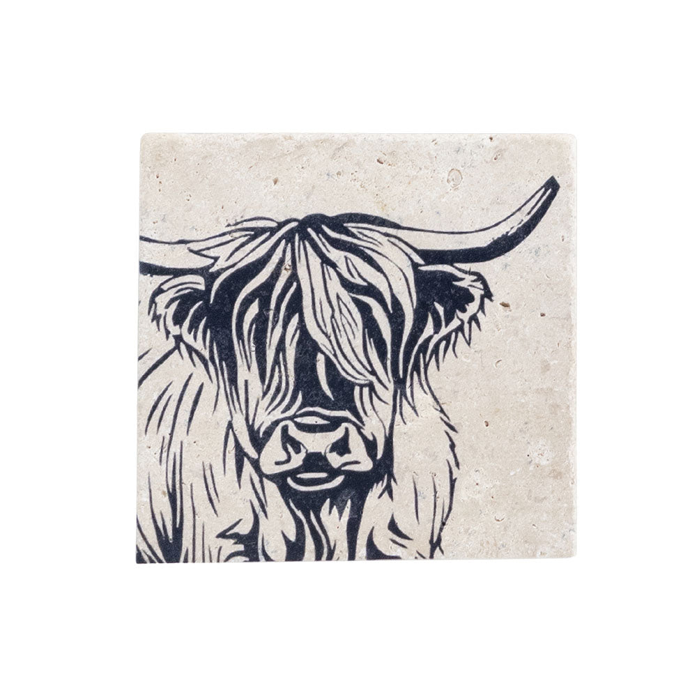 Onderzetter Schotse Hooglander - Natuursteen - Selbrae House Scotland by MoodCompanyNL