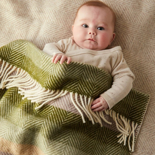 Mood Company - Babydekentje Stripe Botanical – Pure New Wool – 68x73 cm - Tweedmill - 5060958304235