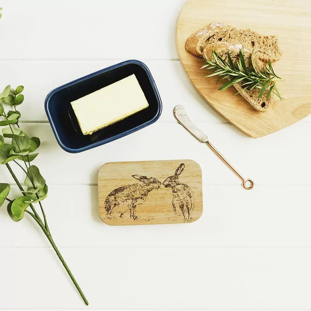 MoodCompanyNL - Botervloot Kussende Hazen Blauw - Duurzaam - Gegraveerd - Selbrae House Scotland - 5060718717992