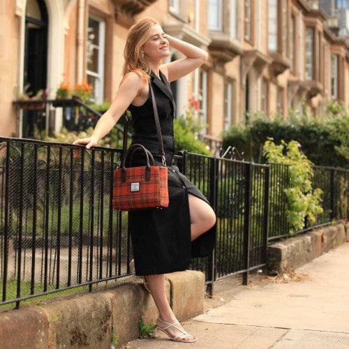 Handtas Brora Oranje - Ritssluiting - Draagband - Harris Tweed - Glen Appin of Scotland by MoodCompanyNL