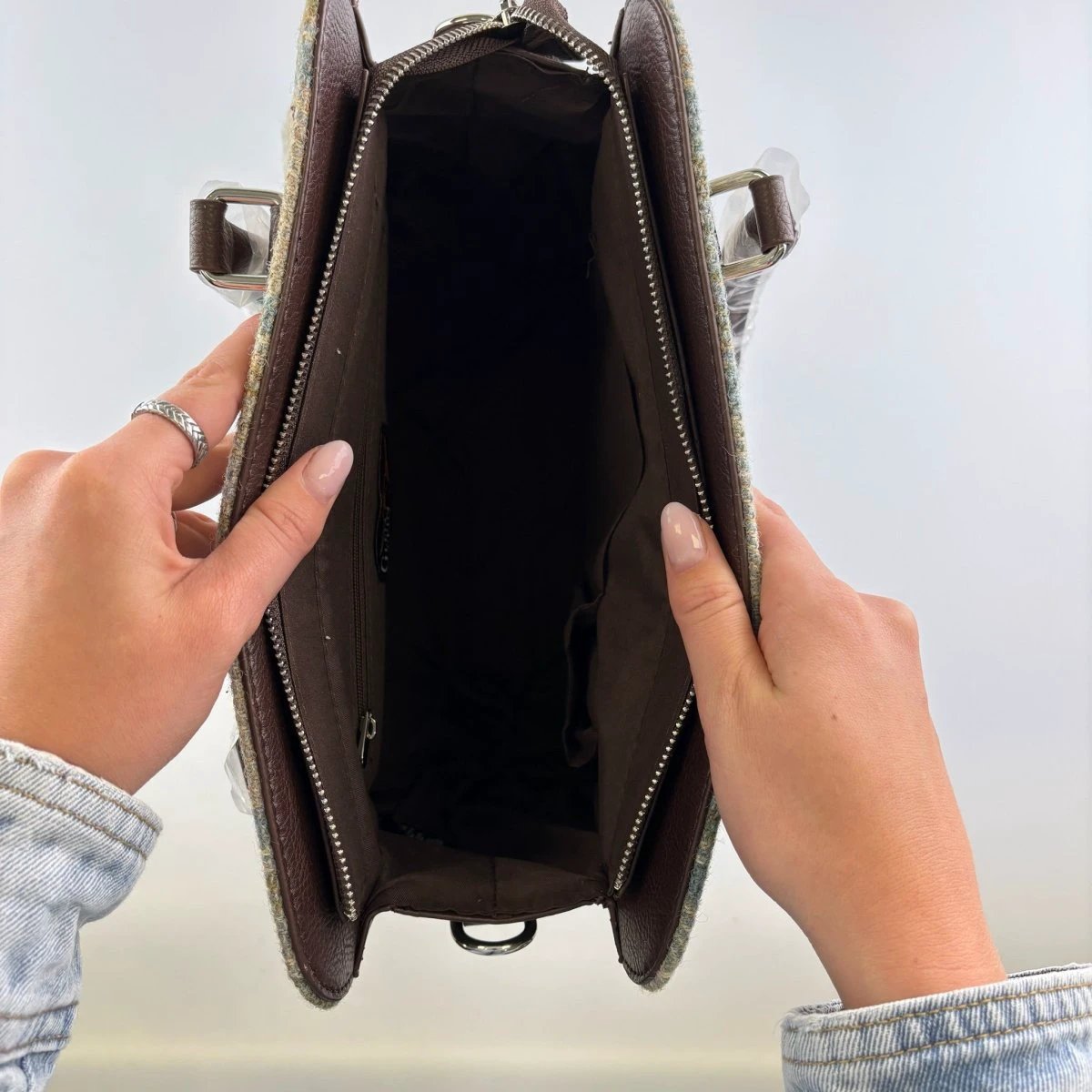 Handtas Findhorn Beige Stewart en zacht Groen - Stevig - Draagband - Harris Tweed - Glen Appin of Scotland by MoodCompanyNL