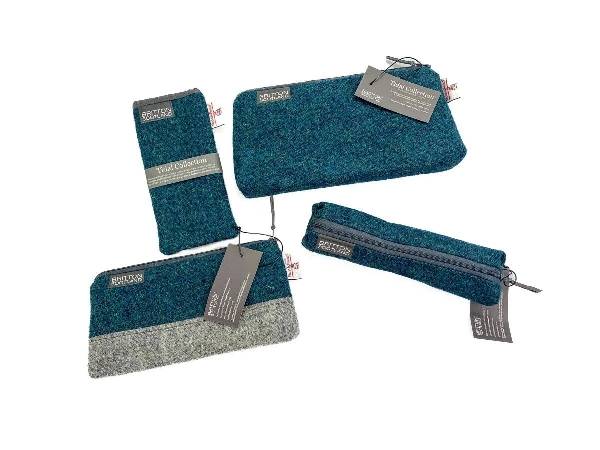 Harris Tweed Make-up tas Blauwgroen gemeleerd by MoodCompanyNL