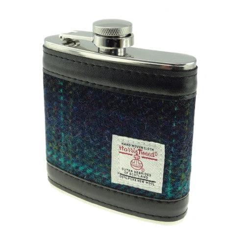 Heupfles Blauw met Turquoise - Harris Tweed - Glen Appin of Scotland by MoodCompanyNL