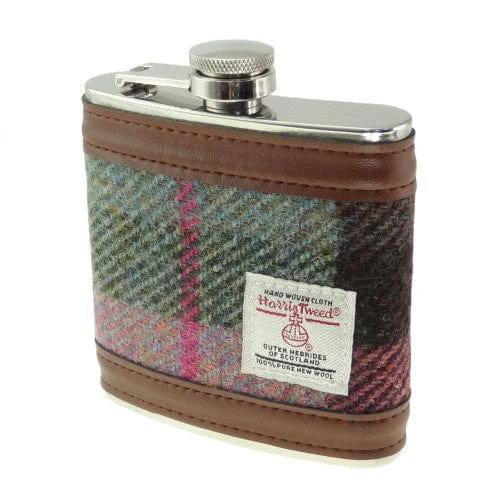 Heupfles Gedempt Groen & Paars - Harris Tweed - Glen Appin of Scotland by MoodCompanyNL