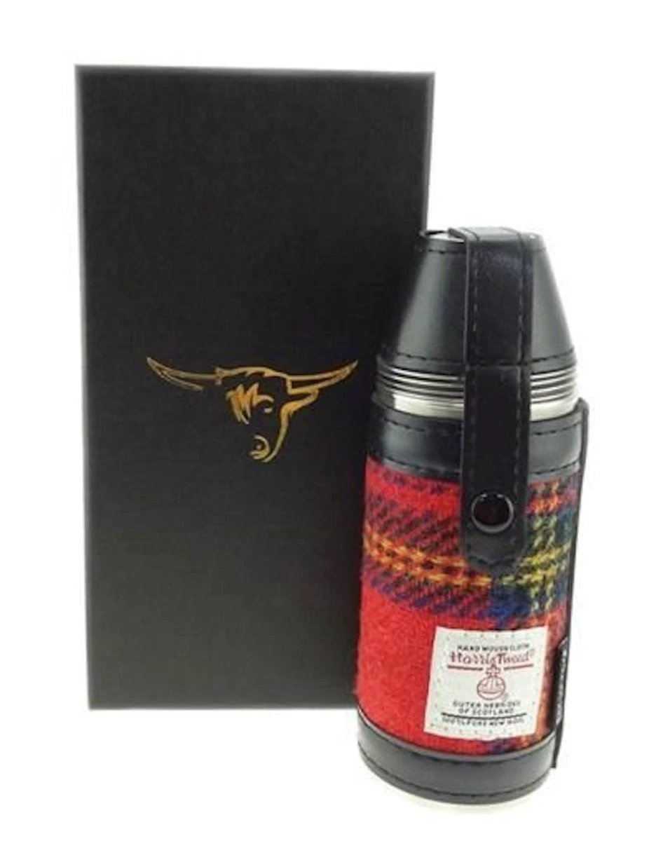 Jachtfles Royal Stewart Tartan - 4 bekertjes - Harris Tweed - Glen Appin of Scotland by MoodCompanyNL