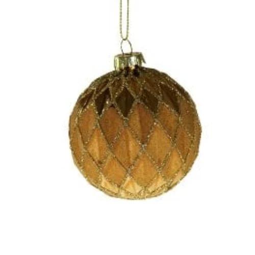 Kerstbal glas - Mica Ruitpatroon - Goud - 8 cm - werner Voss by MoodCompanyNL