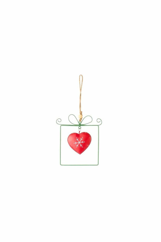 kerstboomhanger metaal - set van 2 - rood en groen - 10 en 13 cm - nuvole distoffa by MoodCompanyNL
