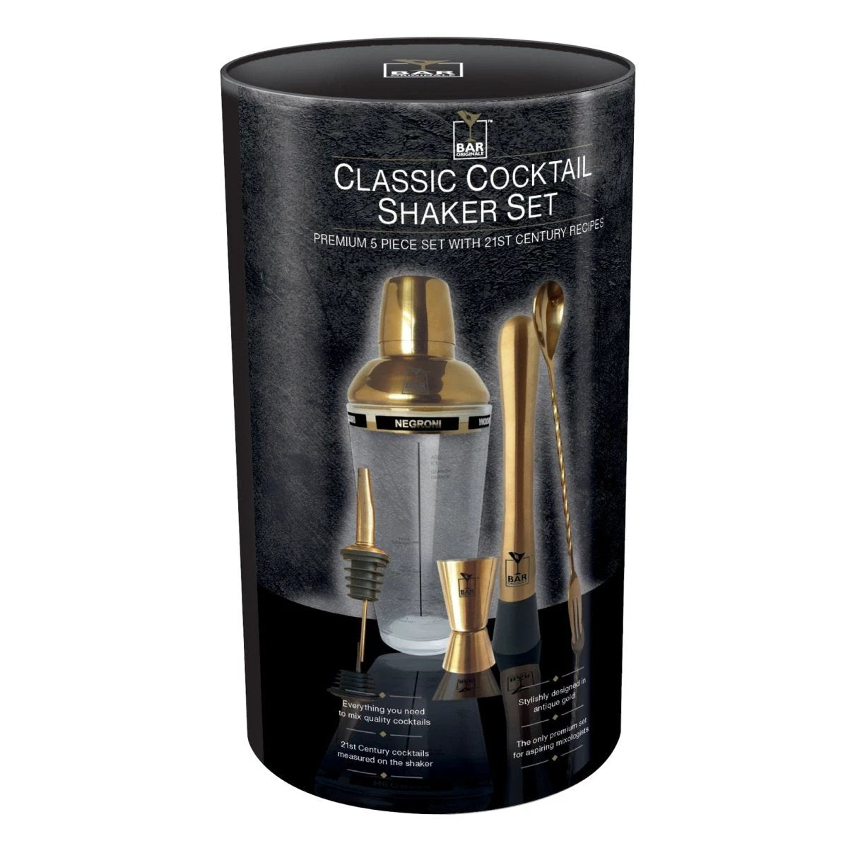 Klassieke Cocktail Shaker Set - Glas - Bar Originale by MoodCompanyNL