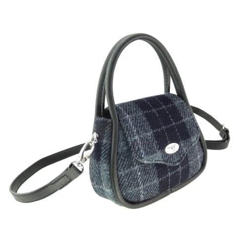Mini Handtas Buchan Grijs Zwart - 20 x 14 x7 - Schouderband - Harris Tweed - Glen Appin of Scotland by MoodCompanyNL