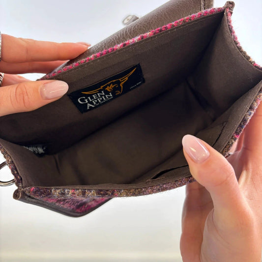 MoodCompanyNL - Mini Tas Harris Bervie Roze Stewart Tartan - 15x20x7,5 - Harris Tweed - Glen Appin of Scotland - 5061035011565