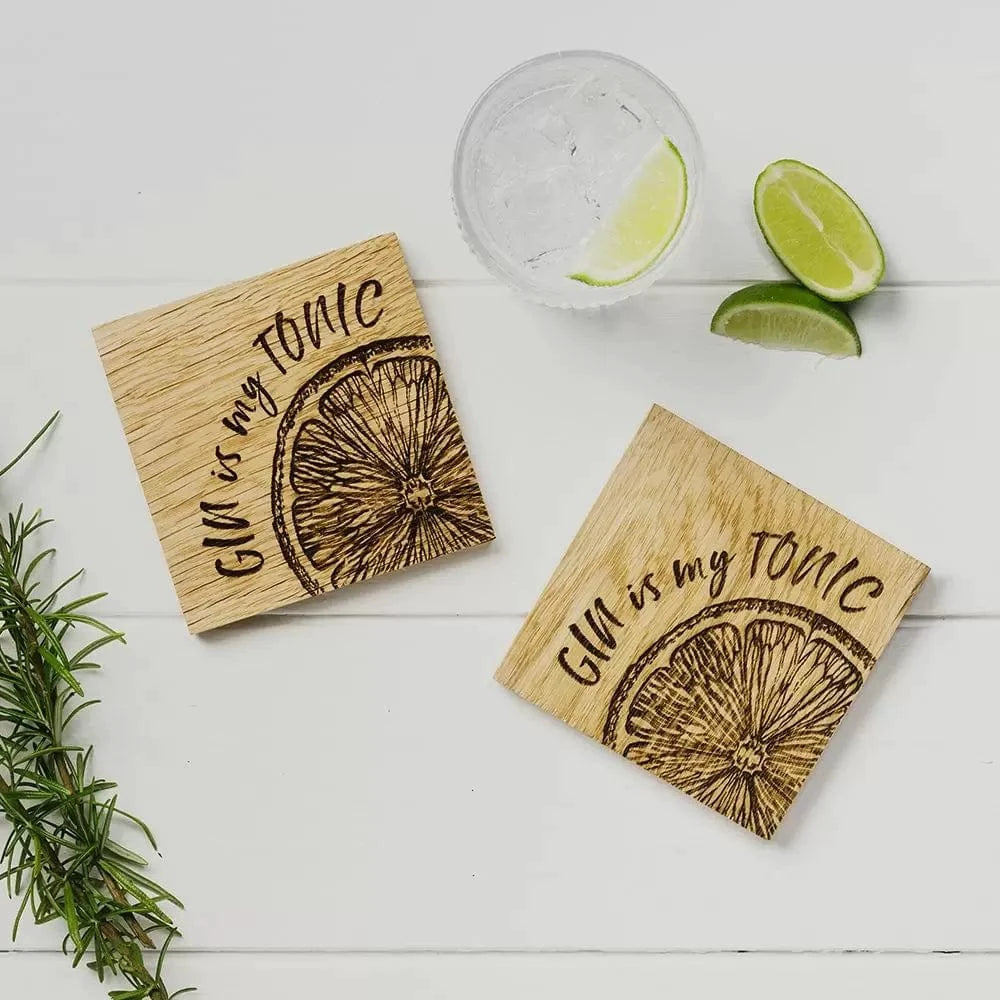 Onderzetters Gin is my Tonic - Schots Eikenhout - Scottish Made by MoodCompanyNL
