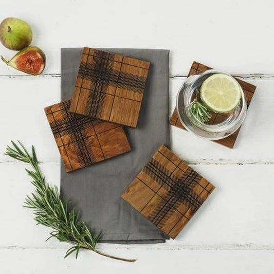 Onderzetters Tartan - Zeer Stijlvol - Sheesham hout - Just Slate Company Scotland by MoodCompanyNL