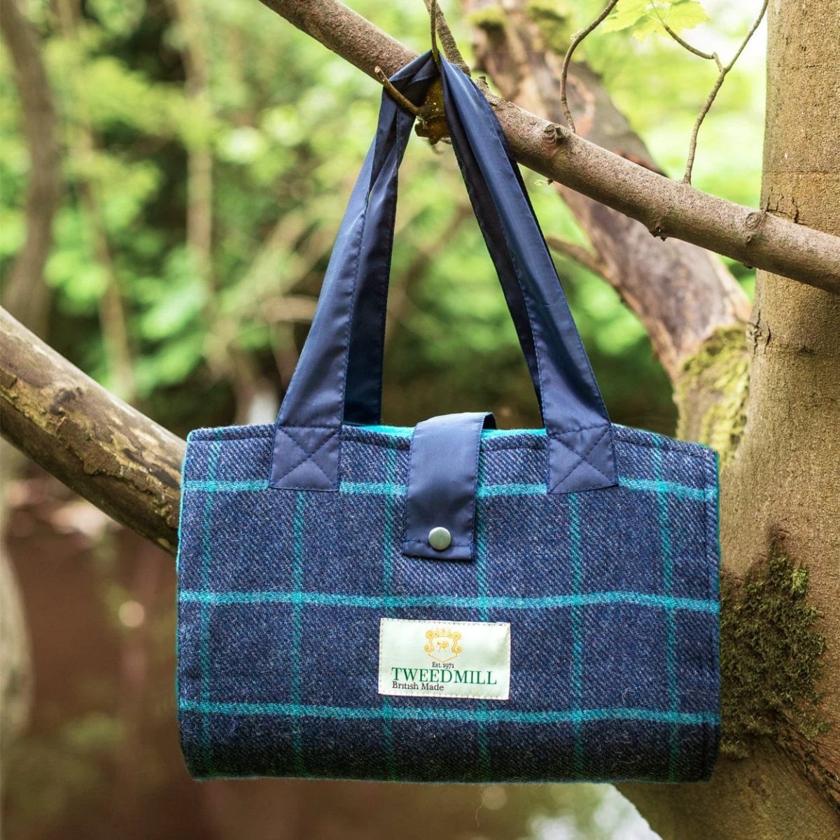 Picknickkleed Leisure Blauw met Turquoise - Fleece - Waterdicht - 137x137cm - Tweedmill by MoodCompanyNL