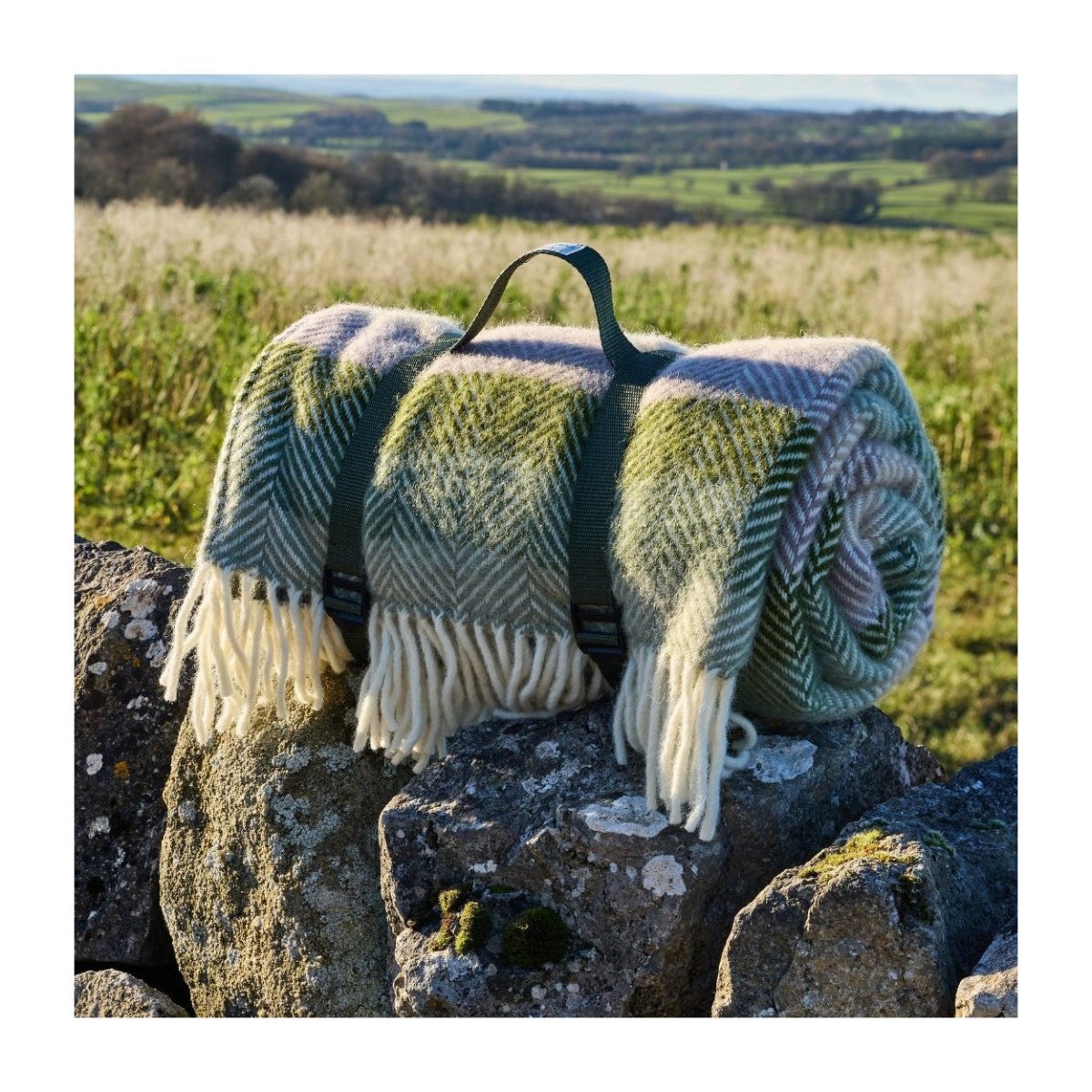 Mood Company - Picknickkleed Polo Botanical Stripe - Wol - Waterdicht - 150x183cm - Tweedmill - 5060958307748