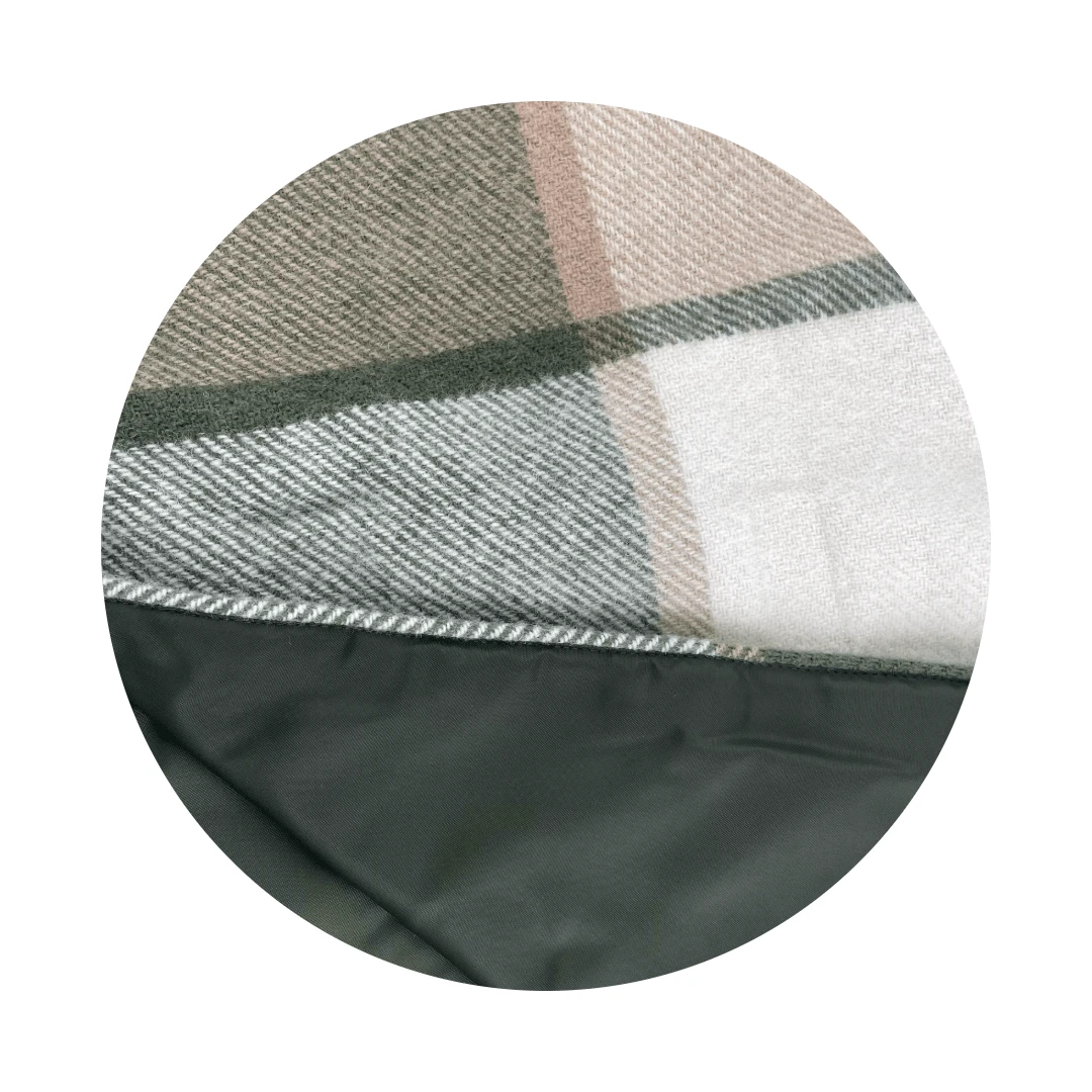 Picknickkleed Polo Geblokt Groen - Wol - Leren Draagset - Waterdicht - 145x183cm - Tweedmill by MoodCompanyNL