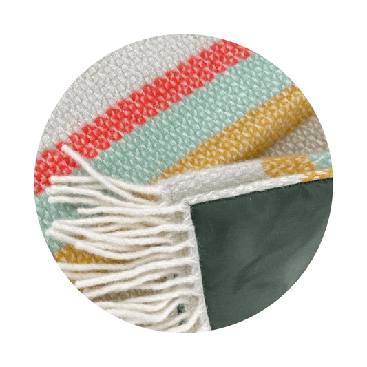 Picknickkleed Polo Gestreept Spring - Wol - Leren Draagset - Waterdicht - 145x183cm - Tweedmill by MoodCompanyNL