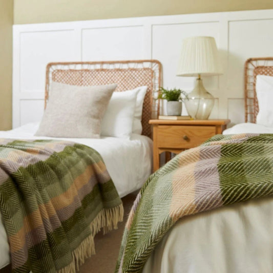 Plaid Botanisch Gestreept - 150x183 - Nieuw Wol - Tweedmill UK by MoodCompanyNL