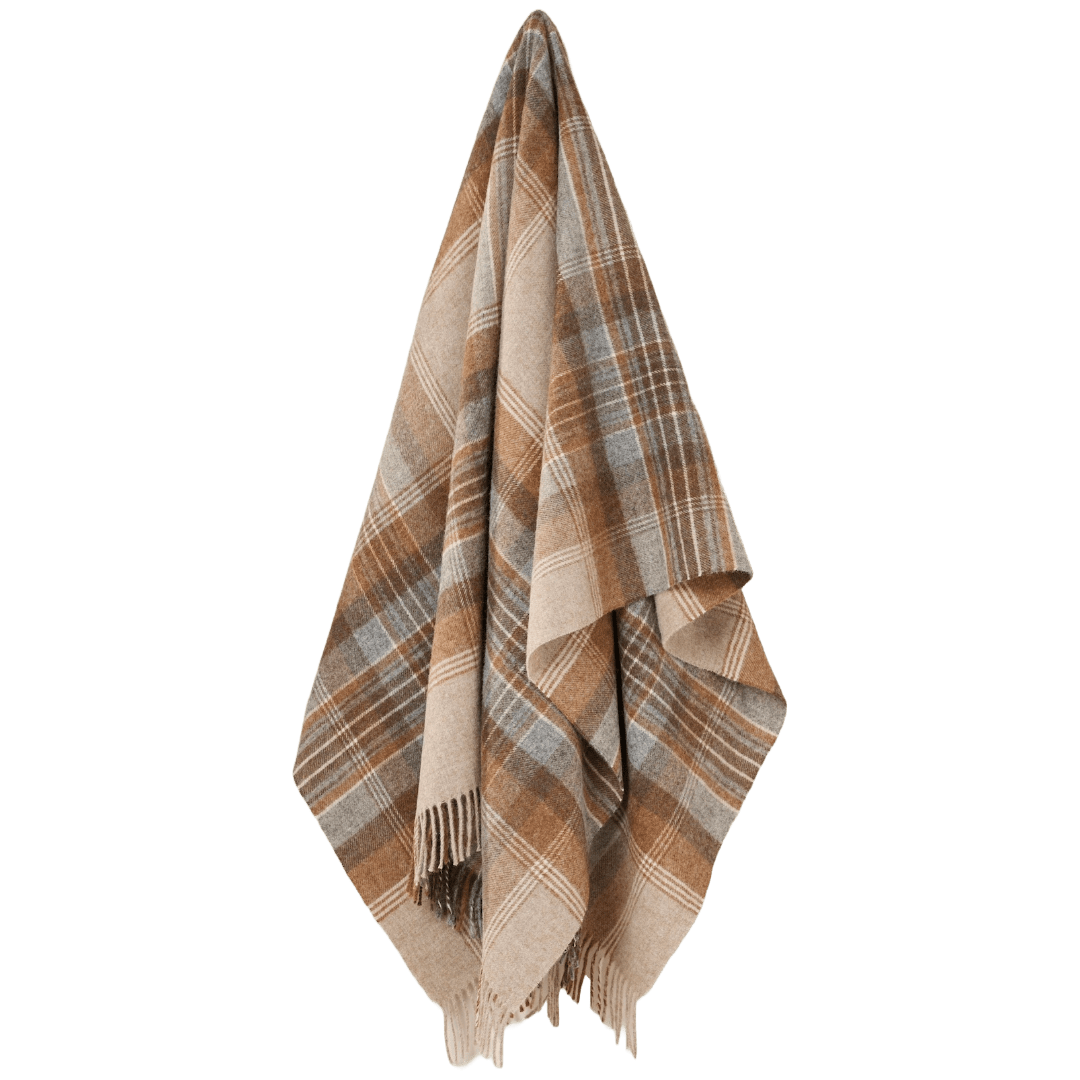 Plaid Kintyre Beige - Shetland Lamswol - 140x185 - Bronte by Moon Scotland by MoodCompanyNL