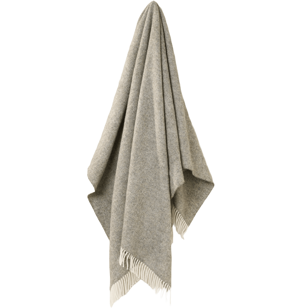 MoodCompanyNL - Plaid Visgraat Vintage Grijs - Shetland Lamswol - 140x185 - Bronte by Moon Scotland - 5057900121484