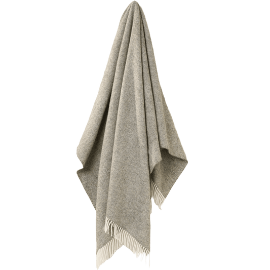 MoodCompanyNL - Plaid Visgraat Vintage Grijs - Shetland Lamswol - 140x185 - Bronte by Moon Scotland - 5057900121484