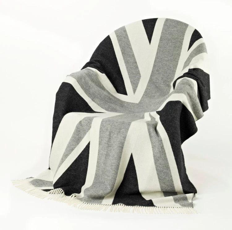 Plaid Vlag GB Union Jack Grijs - Merino Lamswol - 135x200 - Bronte by Moon Scotland by MoodCompanyNL