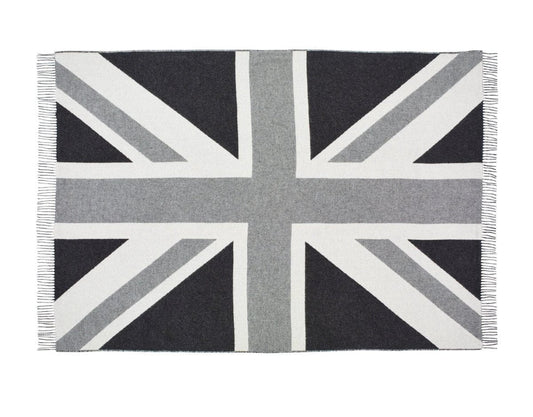Plaid Vlag GB Union Jack Grijs - Merino Lamswol - 135x200 - Bronte by Moon Scotland by MoodCompanyNL