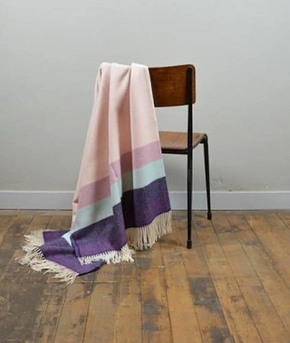 Plaid Zacht Blauw en Roze - 150x180 - Lamswol - TBCo Scotland by MoodCompanyNL