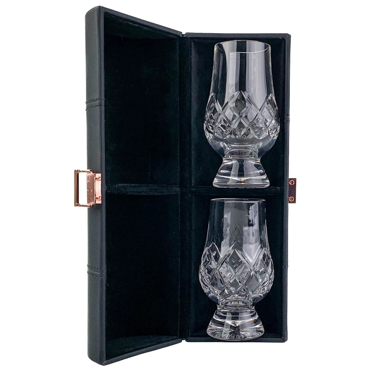 Reisset met 2 Cut Whiskyglazen - Leren houder - Loodkristal - Glencairn Crystal Scotland by MoodCompanyNL