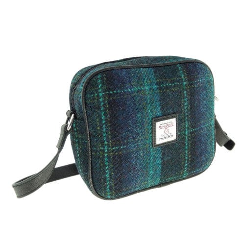 MoodCompanyNL - Schoudertas Almond Blauw met Turquoise - 19x21x7 - Harris Tweed - Glen Appin of Scotland - 5060959020226