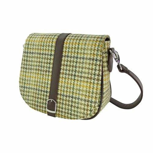 Schoudertas Beauly Geel, groen, bruin dogtooth - Harris Tweed - Glen Appin of Scotland by MoodCompanyNL
