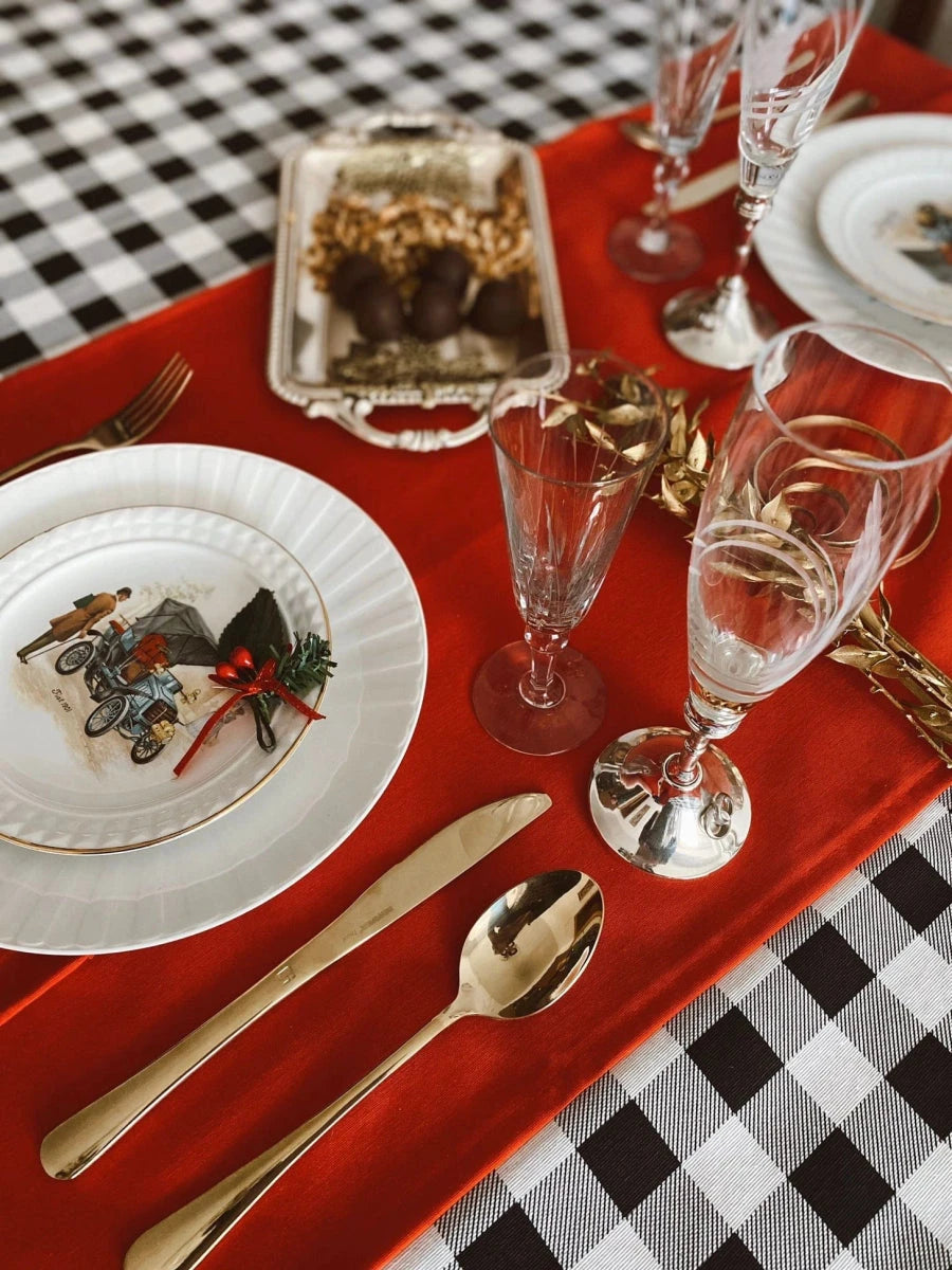 Tafelkleed Zwart Wit geblokt Large - 140x220 - Katoen - Mood Company by MoodCompanyNL