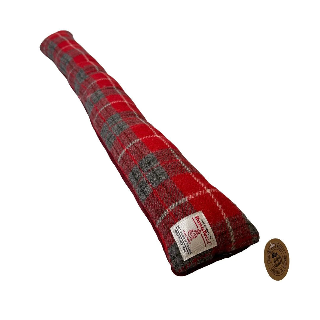 Tochtstopper Red/Grey - Harris Tweed - Handgemaakt - Caroline Wolfe Murray Scotland- Harris Tweed - Verzwaard - 95-100 cm by MoodCompanyNL