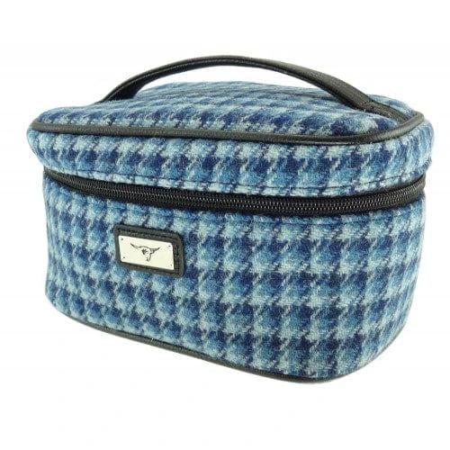 Toilettas Blauw (Houndstooth)- Harris Tweed - Glen Appin of Scotland by MoodCompanyNL