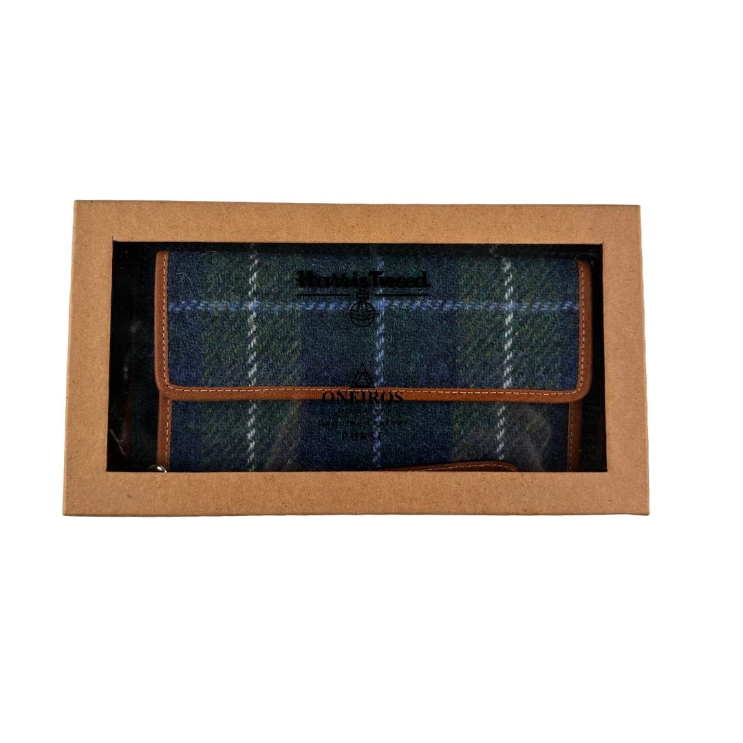 Travel Wallet Blauw Tartan & Leer | 12 Pasjes & Ritsvak | Das Impex by MoodCompanyNL