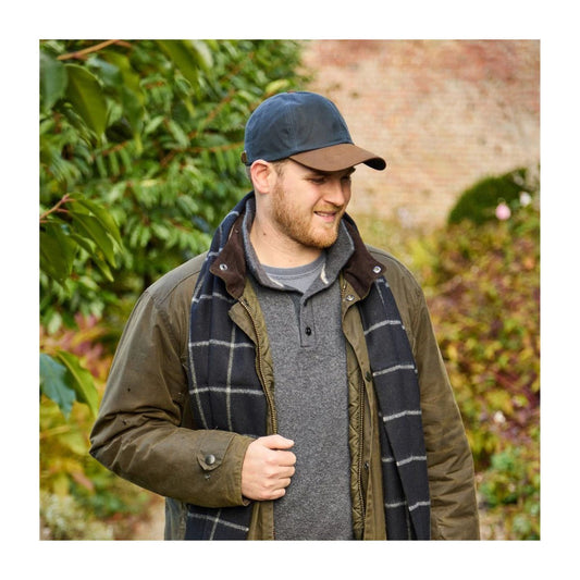 Mood Company - Wax Baseball Cap Blauw – Waxed Cotton Pet met Leren Klep (Made in UK) - 5060445891361