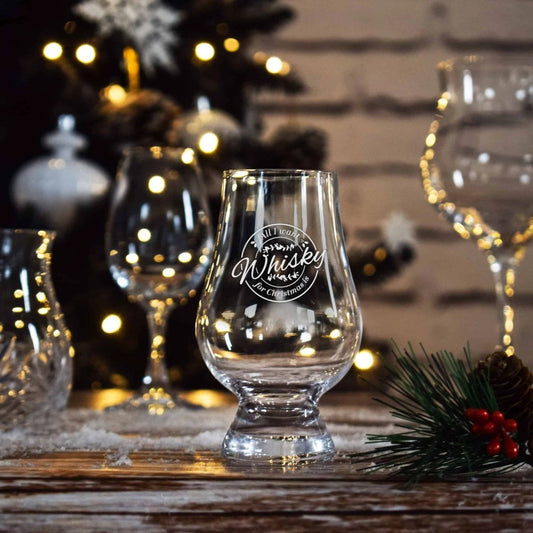 MoodCompanyNL - Whiskyglas Gegraveerd All I want for Xmas - Glencairn Crystal Scotland - 6095643481402
