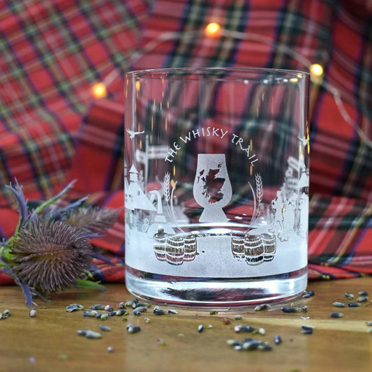 Whiskyglas Skyline Whisky Trail - Gegraveerd - Glencairn Crystal Scotland by MoodCompanyNL