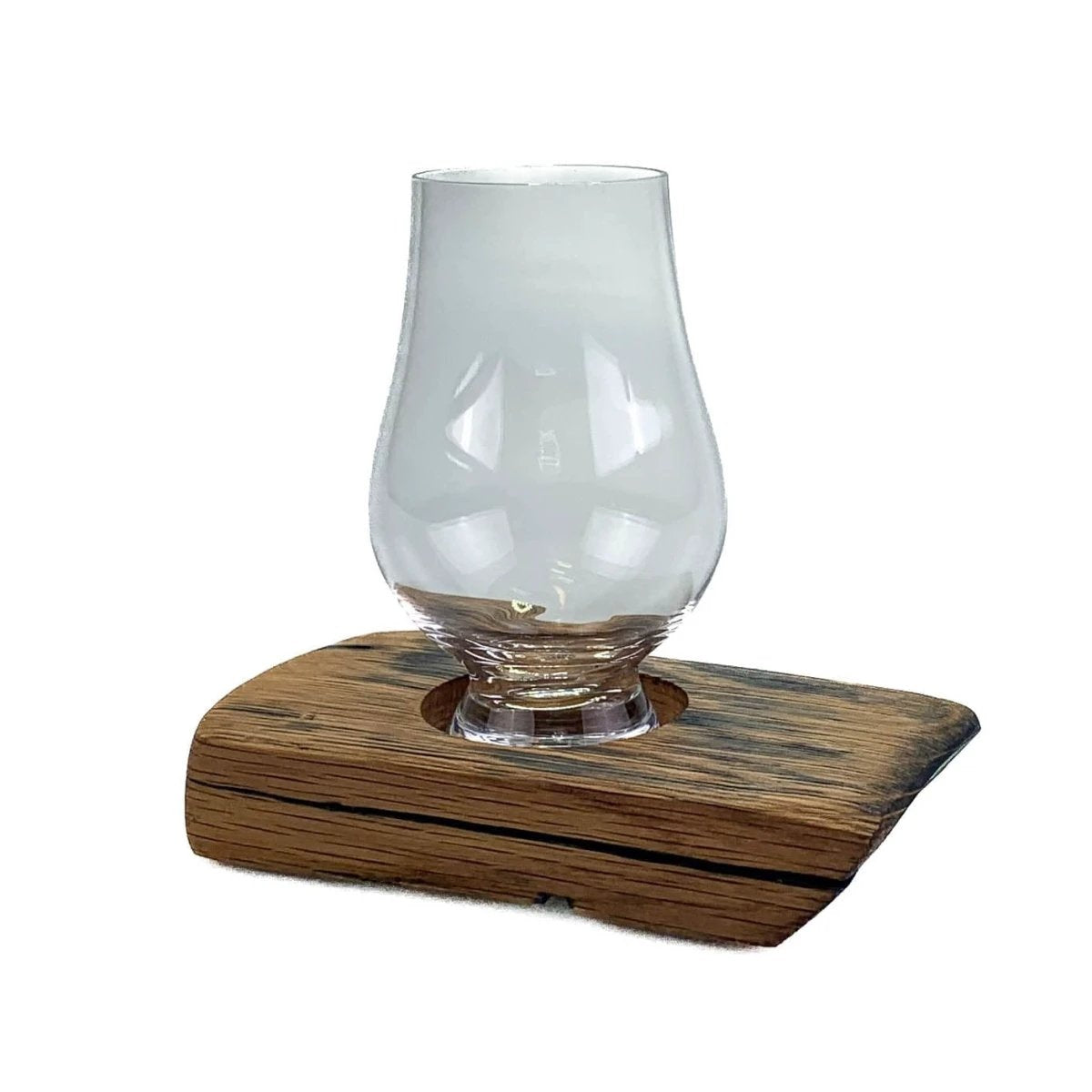 Whiskyglashouder van oude whiskyvaten met 1 Glencairn Whiskyglas - Darach en Glencairn Crystal Scotland by MoodCompanyNL