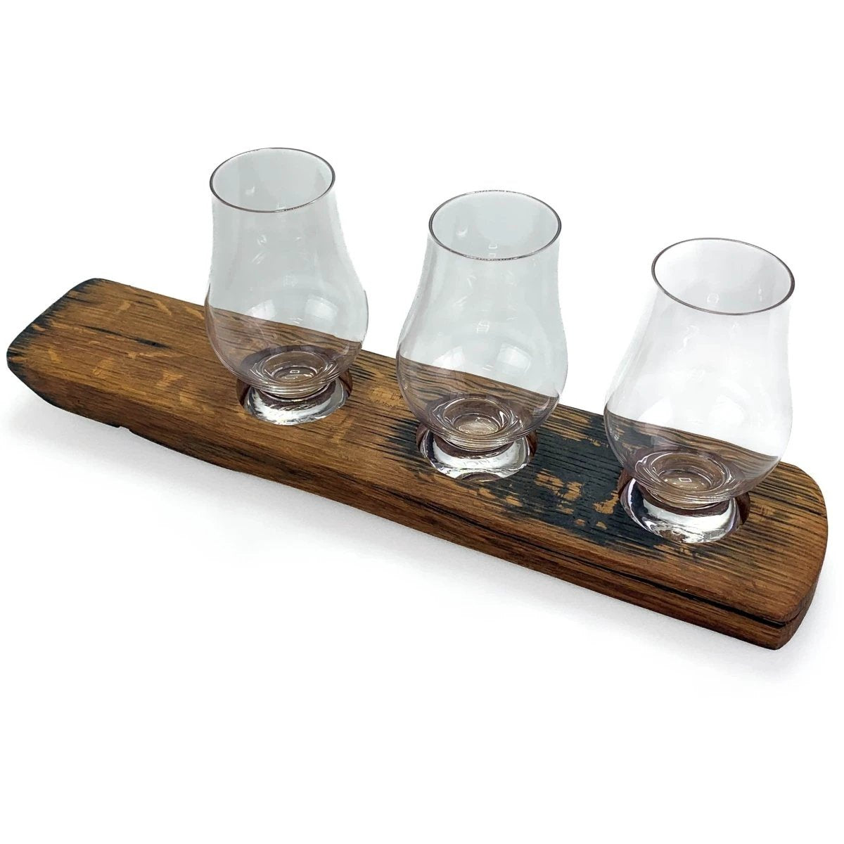 Whiskyglashouder van oude whiskyvaten met 3 Glencairn Whiskyglazen - Darach en Glencairn Crystal Scotland by MoodCompanyNL