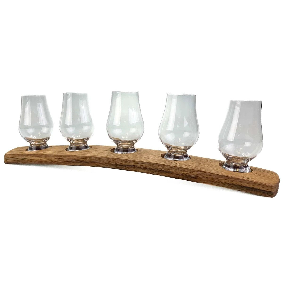 Whiskyglashouder van oude whiskyvaten met 5 Glencairn Whiskyglazen - Darach en Glencairn Crystal Scotland by MoodCompanyNL