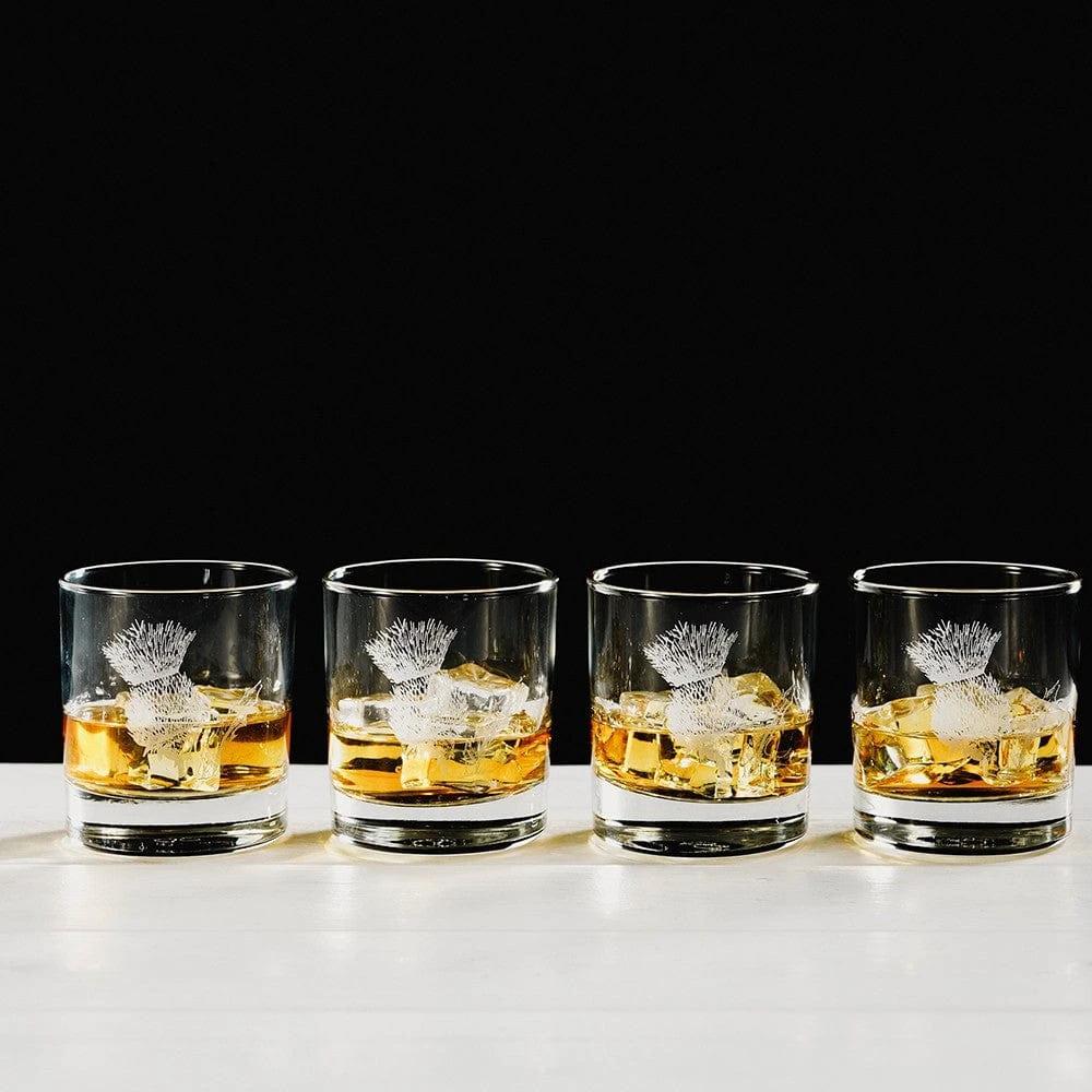 Whiskyglazen Gegraveerd met Distel 4 stuks - Just Slate Company Scotland by MoodCompanyNL