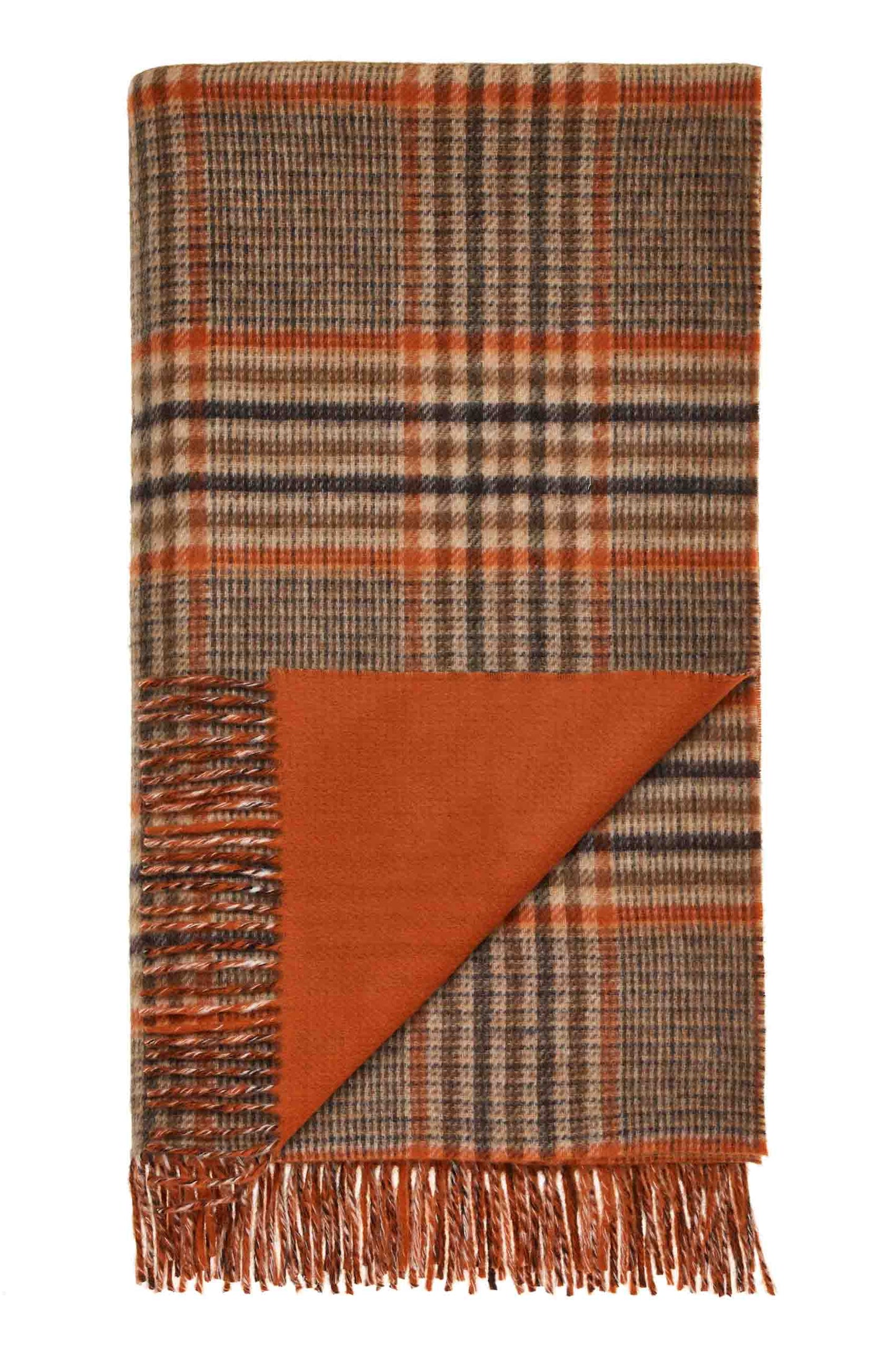 Plaid Estate Karo Orange - Country Side Collection - Merino-Lammwolle - 140x185 - Bronte by Moon Scotland