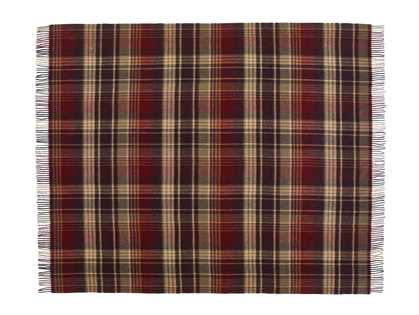 Plaid Estate Bordeaux - Country Side Collection - Merino Lamswol - 140x185 - Bronte by Moon Scotland