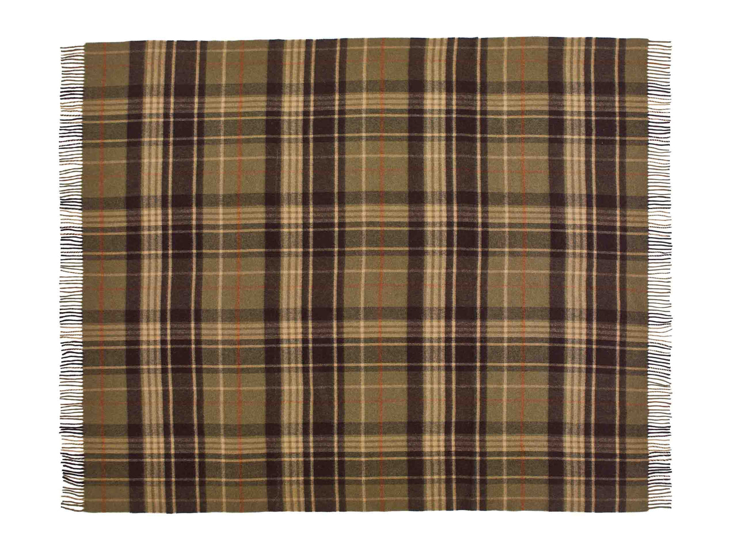Plaid Estate Oliv/Bordeaux - Country Side Collection - Merino-Lammwolle - 140x185 - Bronte by Moon Scotland