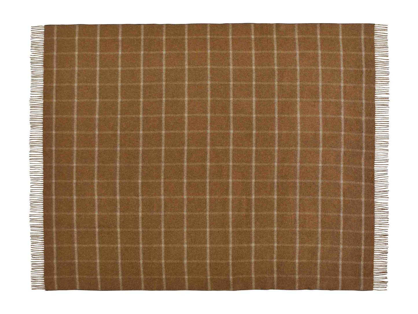 Plaid Fischgrät Karo Camel/Schokolade - Country Side Collection - Merino-Lammwolle - 140x185 - Bronte by Moon Scotland
