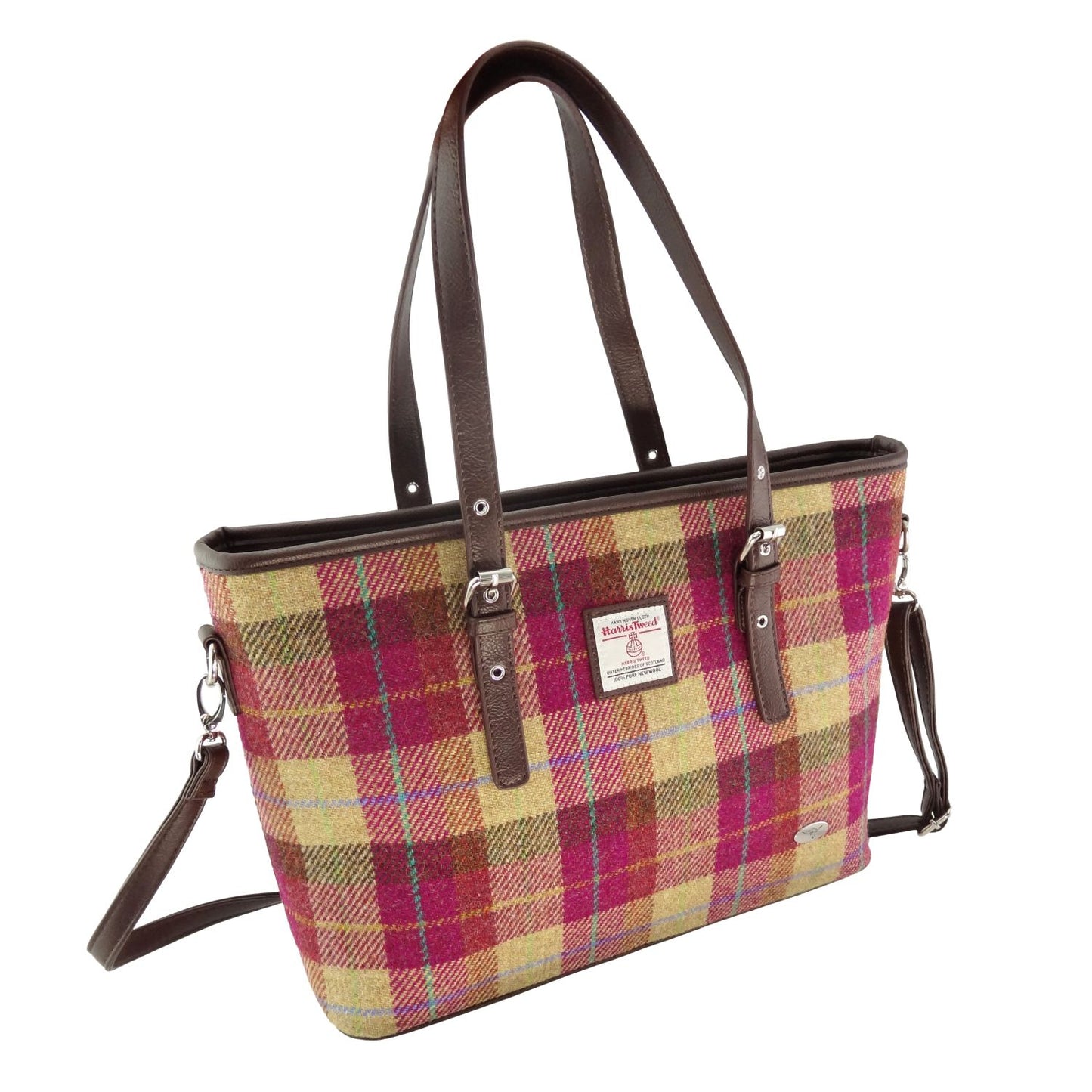 Schoudertas Spey Tote bag Burgundy & Sand - Groot - Ritssluiting - Harris Tweed - Glen Appin of Scotland by MoodCompanyNL