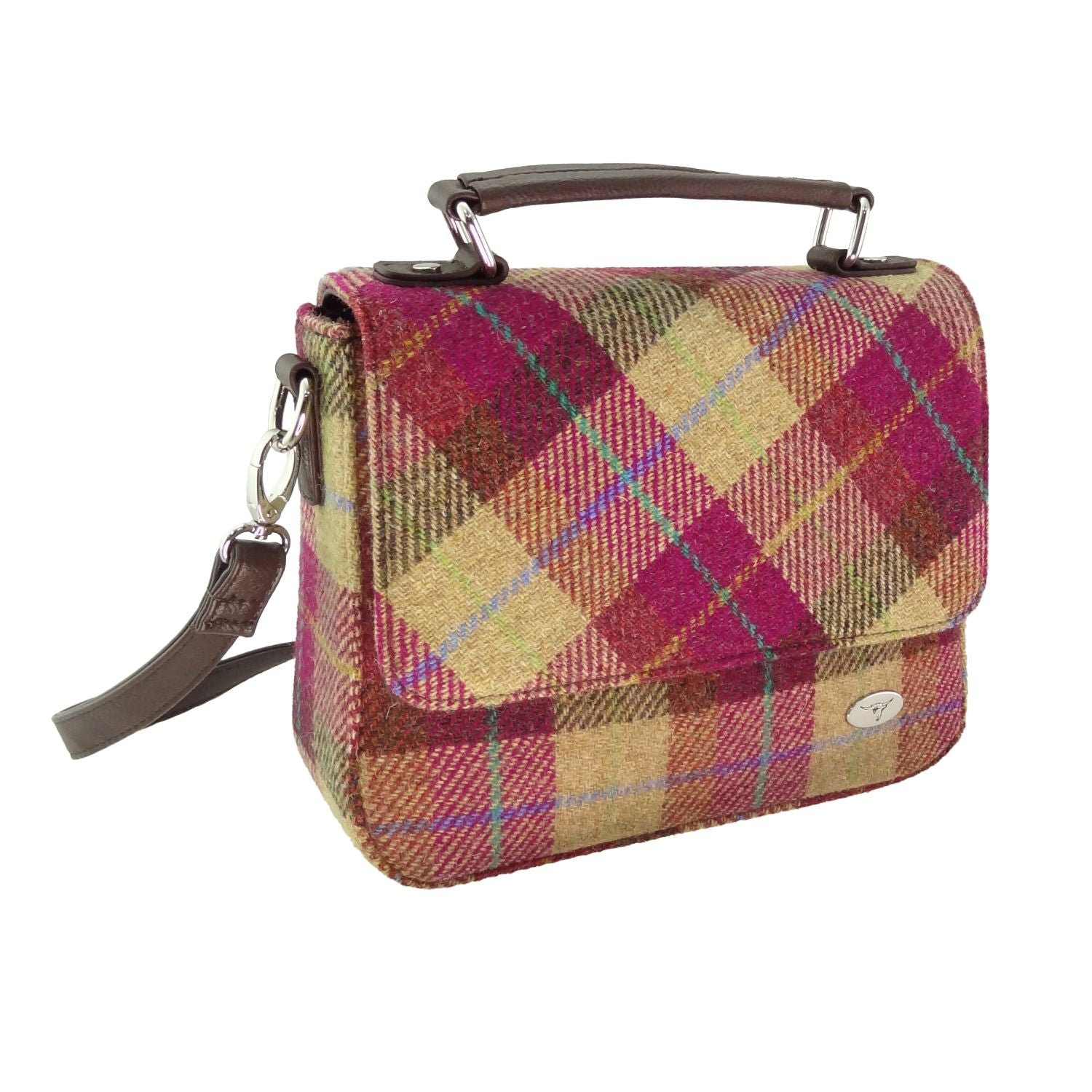 Schoudertas Thurso Burgundy & Sand - 23x24x9 - Harris Tweed - Glen Appin of Scotland by MoodCompanyNL