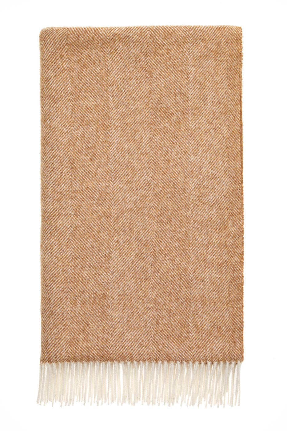 Plaid Chevrons Camel - Laine Vierge Pure - 140x185 - Bronte by Moon Scotland