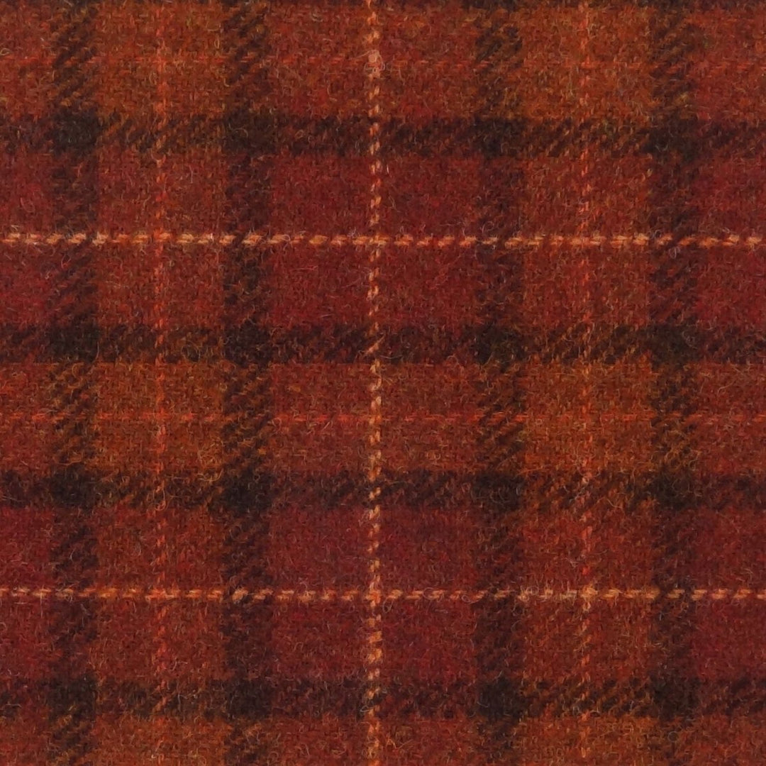 MoodCompanyNL - Brillenetui Bruin met Oranje Ruit - Harris Tweed - Metalen Clip - Glen Appin of Scotland - 5060959020738