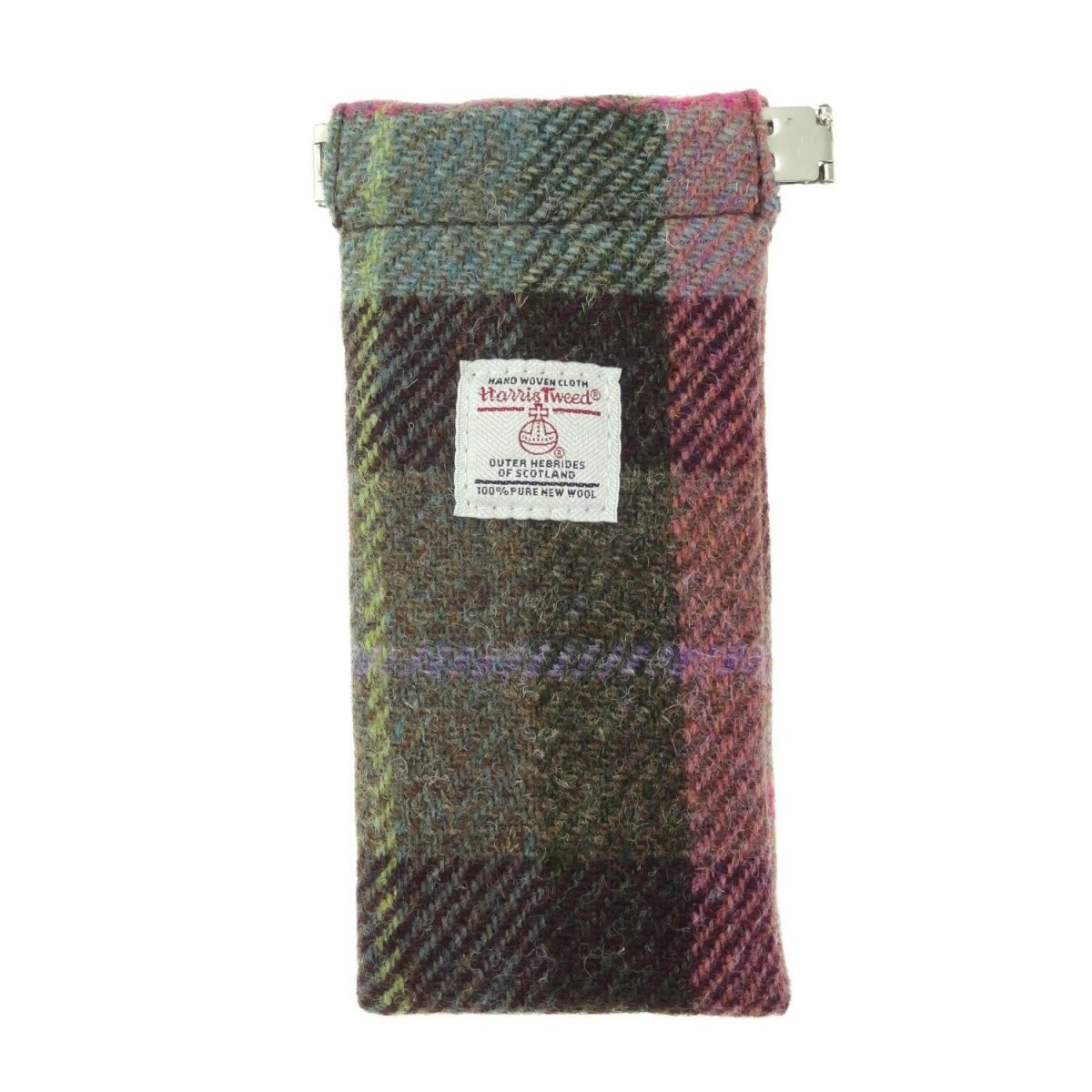 MoodCompanyNL - Brillenetui Gedempt Groen en Paars - Harris Tweed - Metalen Clip - Glen Appin of Scotland - 5061035010964